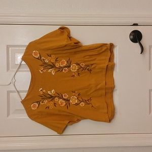 Vibe N' Embroidered Floral Cropped Blouse